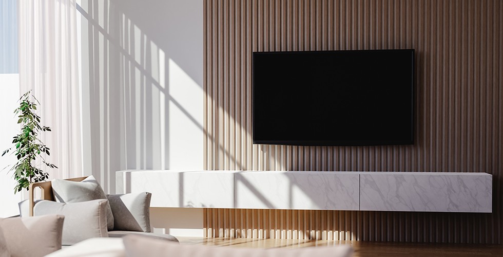 Wood Slat Walls Behind Fireplaces and TVs